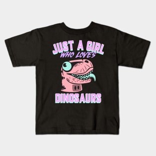 A Girl who Loves Dinosaurs! Kids T-Shirt